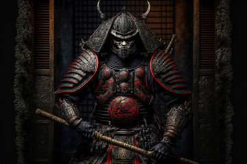 Fototapeta premium ancient samurai preparing for combat