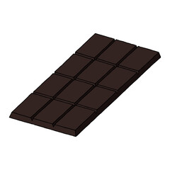 Dark, black chocolate bar in doodle style. Hand Drawn. Freehand drawing. Sketch.	