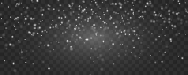 Realistic vector falling snow fall overlay. Shining snowflakes background for Christmas banner of winter collection decoration isolated on transparent. Stock vector	