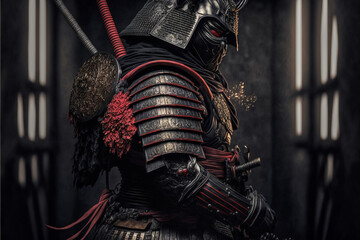 Fototapeta na wymiar ancient samurai preparing for combat