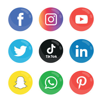 Social media icons set Logo Vector Illustrator
