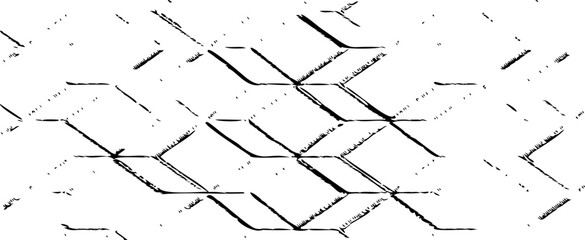 Rough, irregular texture composed of monochrome geometric elements. Overlay distressed grunge background. Abstract vector illustration. Isolated on white background. EPS10