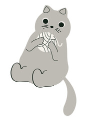 cat playing with wool ball