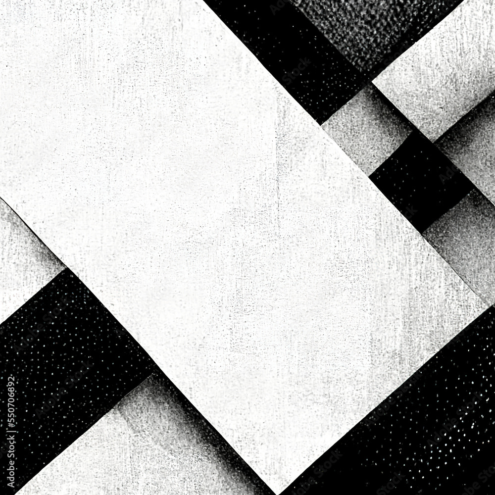 Wall mural modern abstract dynamic shapes black and white background with grainy paper texture. digital art.