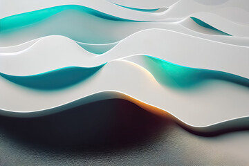 White and neon colors liquid wavy fluid abstract background. Trendy technology design backdrop.