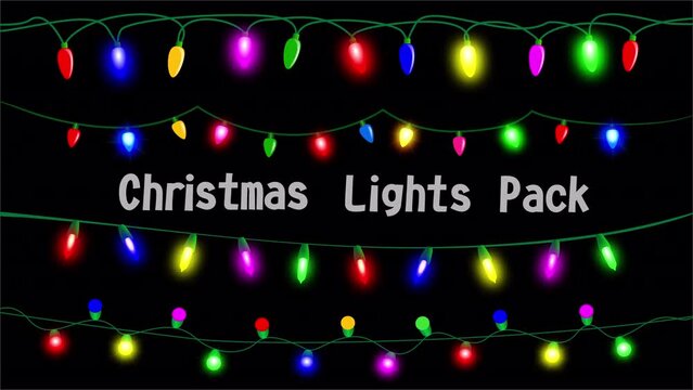 Pack of colorful Christmas lights. Loopable. ProRes with alpha channel.