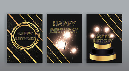 Happy Birthday Elegant vintage birthday cards with golden details greeting card