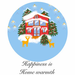 christmas card with house