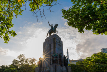 Monument to Marshal Deodoro da Fonseca in Rio de Janeiro City on Sunset