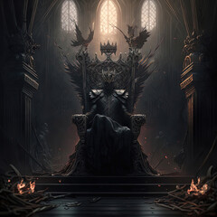 Fototapeta na wymiar Majestic throne in the castle of darkness.