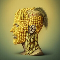 human head made out of candy cane 