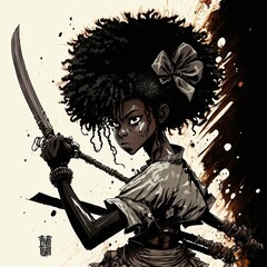 black samurai woman with a sword