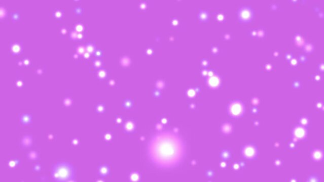 Soft sparkle background. Falling white pink purple confetti on pink purple backdrop. Template with glowing bubbles motion. Festive seamless animation. Application presentation website shiny texture 