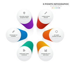 6 points circular infographic element, cycle layout diagram with icon and colorful color, can be used for presentation, banner, etc.