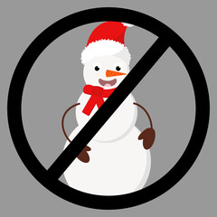 simple vector illustration stop forbidden snowman
