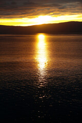 Amazing sunset on Lake Baikal. Olkhon Island, Russia