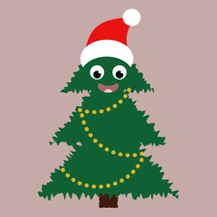 simple vector illustration with Christmas tree 