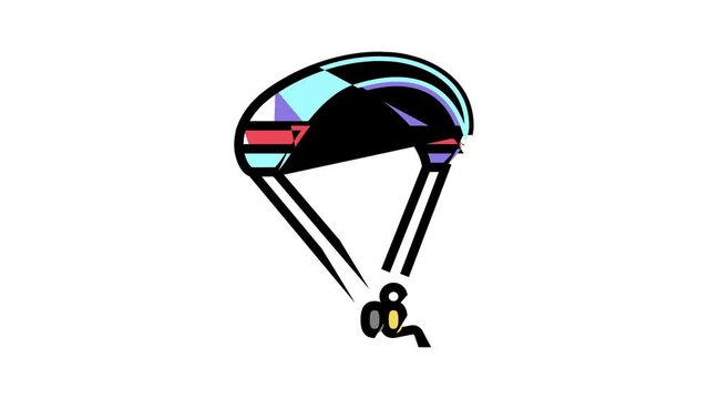 paragliding extreme sport color icon animation