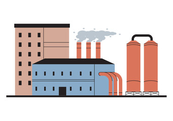 industry plant with chimneys and tanks