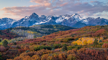 Autumn sunrise at Dallas Divide overlook between Ridgway and Telluride - Rocky Mountains - Colorado
