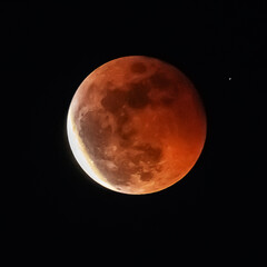 The Lunar Eclipse. Photographed blood moon