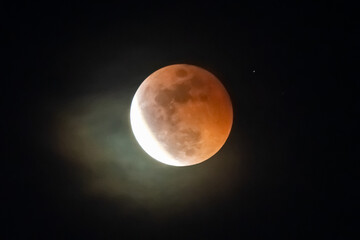 The Lunar Eclipse. Photographed blood moon