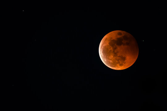 The Lunar Eclipse. Photographed blood moon
