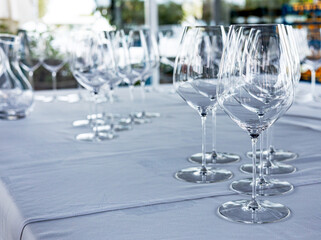 wine glasses on the table during a wine testing