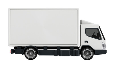 White delivery truck on transparent background.
