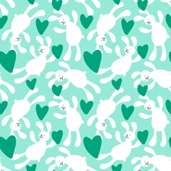 Cartoon rabbit seamless bunnies toys pattern for wrapping paper and fabrics and linens and kids clothes print