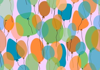 Festive cartoon seamless balloons pattern for wrapping paper and fabrics and linens and birthday packaging