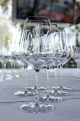 wine glasses on the table during a wine testing