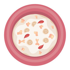 milk with cereal and fruits