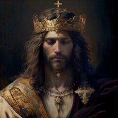 Jesus Christ with a crown - obrazy, fototapety, plakaty