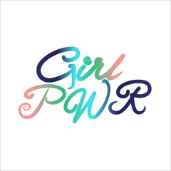 Girl PWR lettering gradient on white background.