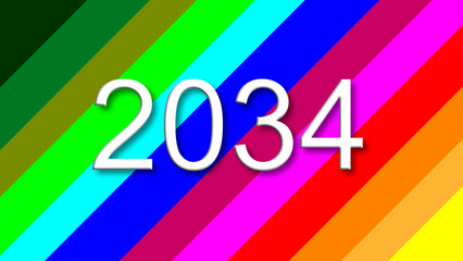 2034 colorful rainbow background year number