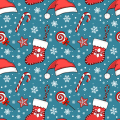 vector Christmas seamless pattern for gift wrapping or textile design