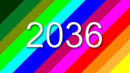 2036 colorful rainbow background year number