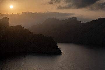Fototapeta na wymiar Beautiful landscape at sunset in Mallorca