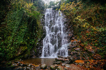 Beautiful waterfall Mirveti in Georgia © Mulderphoto