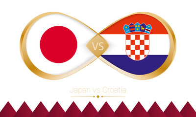 Japan versus Croatia golden icon for Football 2022 match, Round of 16.