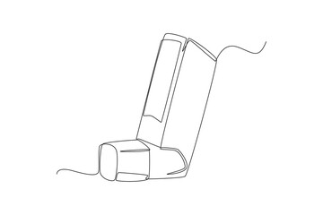 Single one line drawing an inhaler. Medical equipment concept. Continuous line draw design graphic vector illustration. - obrazy, fototapety, plakaty