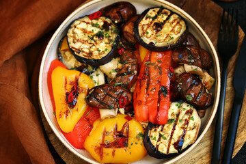 Fototapeta na wymiar Grilled vegetables on a plate. Healthy food.