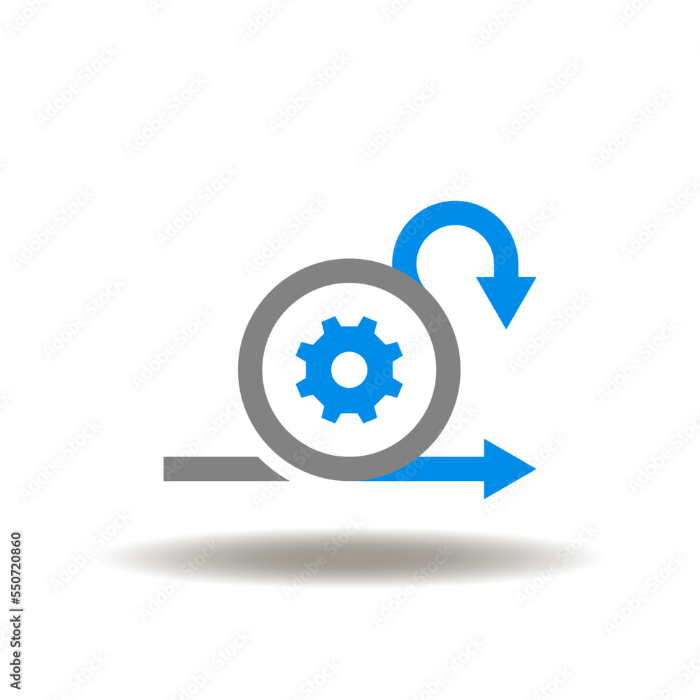 Poster vector illustration of cycle scheme and gear wheel. icon of agile management project. symbol of scru