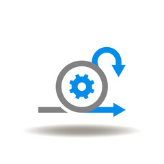 Vector illustration of cycle scheme and gear wheel. Icon of agile management project. Symbol of scrum process.