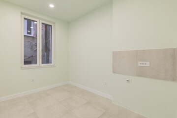 Empty apartment interior, future kitchen space