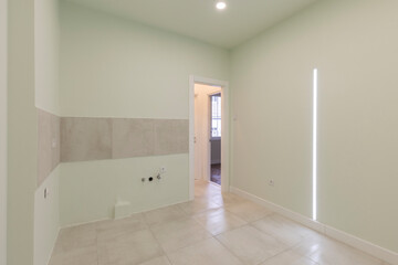 Empty apartment interior, future kitchen space