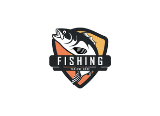 Fishing logo design template illustration . Sport fishing Logo