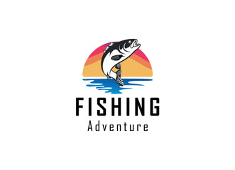 Fishing logo design template illustration . Sport fishing Logo