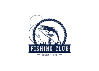 Fishing logo design template illustration . Sport fishing Logo